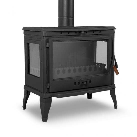 Döküm Şömine Soba - Camlı Yan Kapaklı Retro RA-42YK