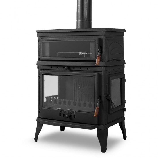 Döküm Şömine Soba - Camlı Yan Kapaklı Retro RA-45YK