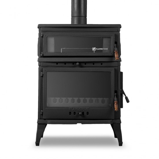 Döküm Şömine Soba - Camlı Yan Kapaklı Retro RA-45YK