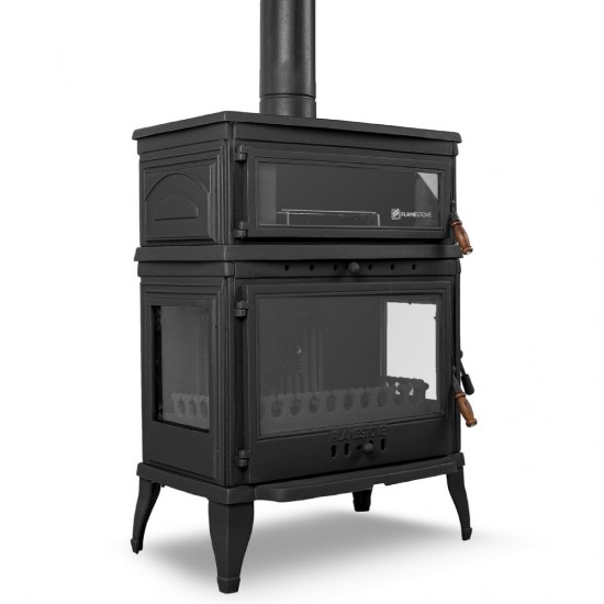 Döküm Şömine Soba - Camlı Yan Kapaklı Retro RA-45YK