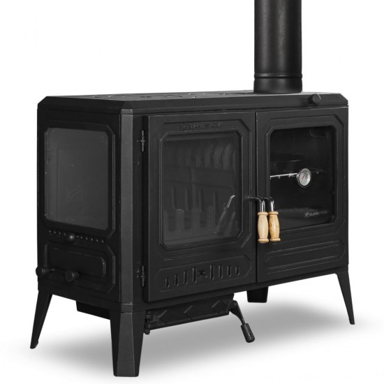 Döküm Fırınlı Şömine Kuzine Soba - Camlı Truva RA-62