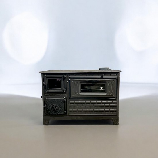 Kuzine Soba Döküm Tuğlalı Mat Camlı  Lüx Fırınlı 47 'lik RealTrade