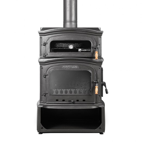 Döküm Şömine Soba Fırınlı - Camlı Odunluklu Yan Kapaklı RA-34YKO