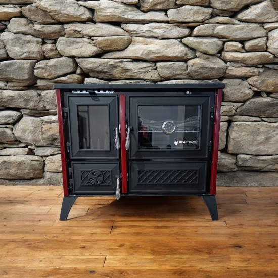 Fırınlı Döküm Giydirme Lüks Soba Red&Black-1