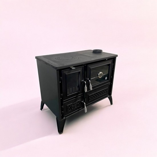 Fırınlı Döküm Giydirme Lüks Soba Red&Black-2